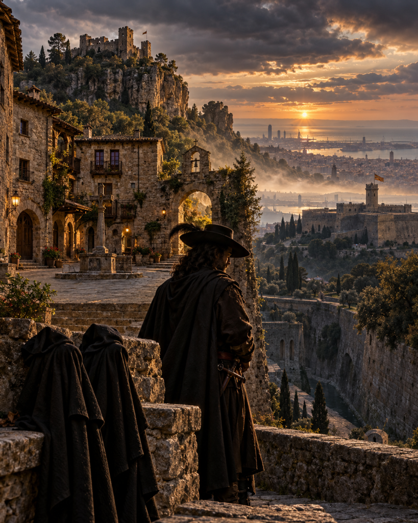 Capvespre sobre la fortalesa medieval